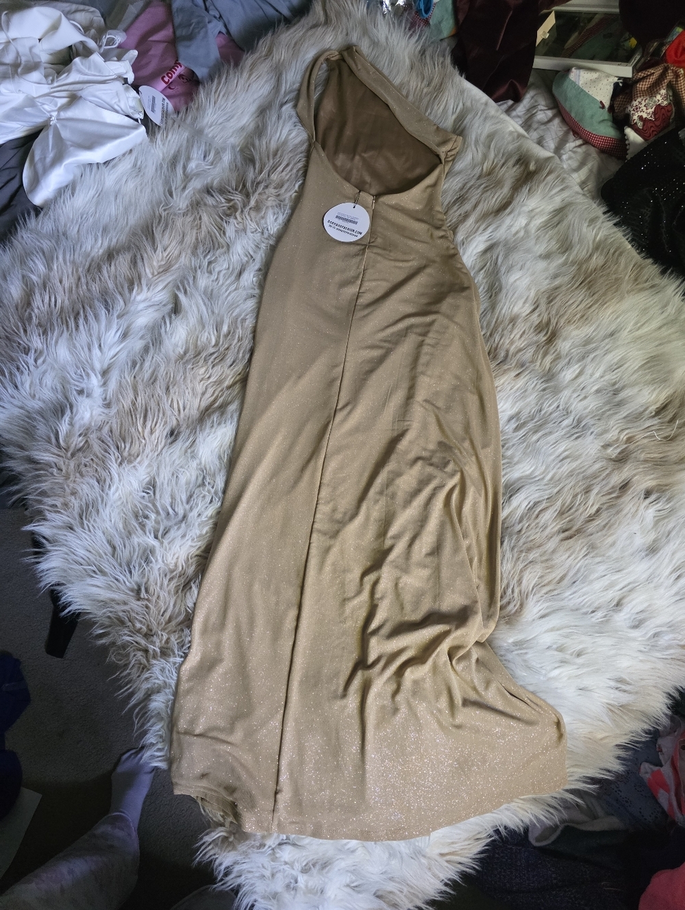 Babyboo Genevieve Maxi Dress-Gold Sparkle - Picture 6 of 8